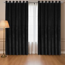 Thermal Thick Velvet Blackout Curtains Ready Made Eyelet Ring Top Curtain Panels