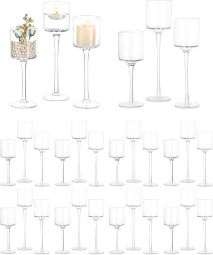 Tall glass candle - glass, holder: