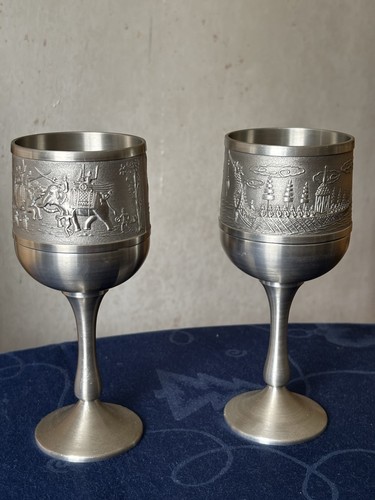 Pair pewter goblets - pair,
