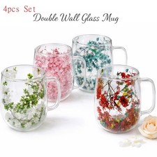 4pcs 200ml Double Walled Glass