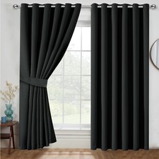 Thick Thermal Blackout Curtains Ready Made Eyelet Ring Top Pair Curtain Panel