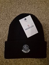 Moncler Grenoble Black Wool Beanie One Size Brand New
