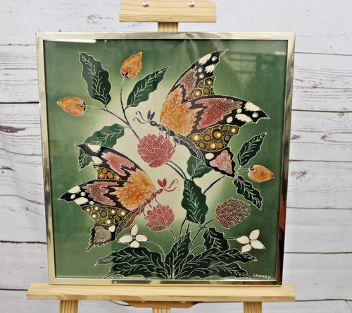 Framed batik silk fabric - framed,