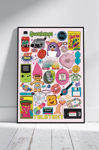 90s nostalgia poster - a4,