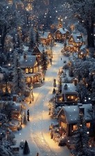 Snowy Christmas Village Print