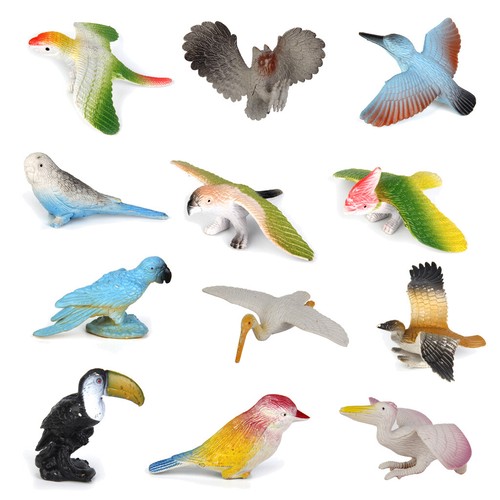Plastic birds model toy - plastic, 12pcs