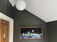 Large Vintage / Retro Oil Painting Of Space / Moon / Planet ( Antique Style)