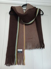 Paul Smith Scarf Brown Tones Striped Edge Virgin Wool Angora Blend