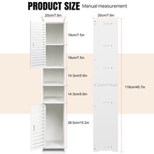Waterproof Bathroom Tall Cabinet Free Standing White Floor Storage Unit Cupboard