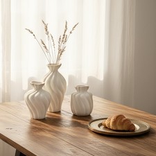 Set of 3 White Ceramic Vases
