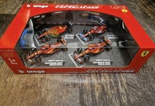 Ferrari F1 Burago 4 Racing Car Model Set 2023-24 Charles Leclerc 1:43 Scale  NEW