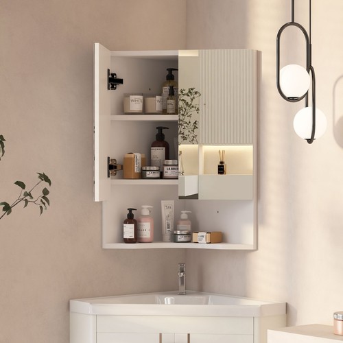 Bathroom corner mirror cabinet - bathroom,