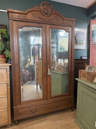 Antique french oak armoire - armoire, /
