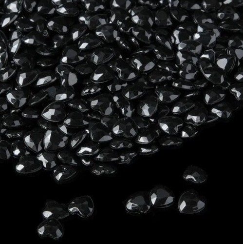 Black heart scatter diamante - black,