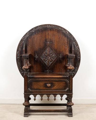 Antique oak monk bench - antique,
