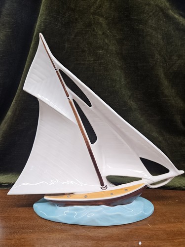 Vintage porcelain sailboat - vintage,