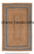 Indian Natural Jute Rectangle Indoor Floor Rug Home Decor Living Area Rag Rugs