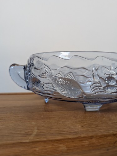 Light blue pressed glass - blue, bowl