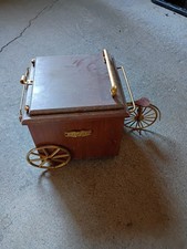 Vintage Brass and Wood "Ice Cycle" Ice Bucket Cooler Trolley Cart 15"x9"x9"