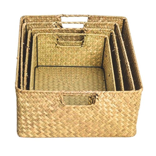Yellow woven seagrass - seagrass, basket