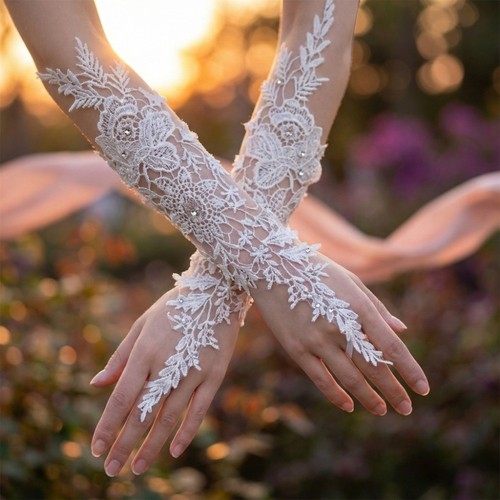 Lace fingerless gloves - lace,