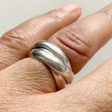 Vintage RUSSIAN WEDDING Ring Sterling Silver TRIPLE 3 Band Puzzle Ring Size M