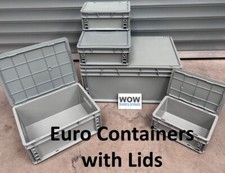 Heavy Duty Plastic Storage Boxes Container Box Euro Stacking Crates WITH LIDS