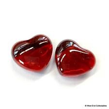 Pair of 25mm (1") Red Glass Art Love Hearts - Beautiful Wedding Favour Valentine