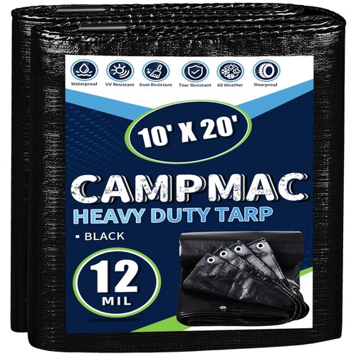 Waterproof black tarp - tarp, 10x20