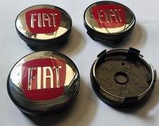 4x Fiat Alloy Wheel Hub Centre Cap Set of 4 Center Caps 60mm Silver Red