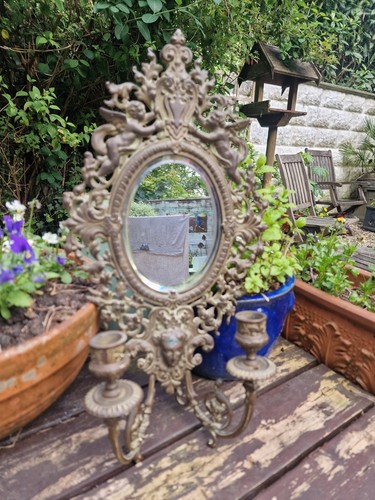 Vintage metal bevelled - metal, oval