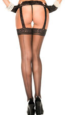 Black Lace Top Seamed Stocking