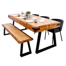 Butchers Block Dining Table with Chunky Trapezium Legs | Solid Oak