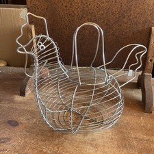 Chicken Chrome Wire Hen Egg Holder Basket Retro Kitchen