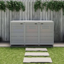 Triple Wheelie Bin Storage Wooden Store Cover Garden Rubbish Dustbin 3Shed 203cm