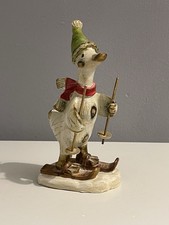 Vintage British Home Stores Skiing Goose/Duck Christmas Ornament. Mounted