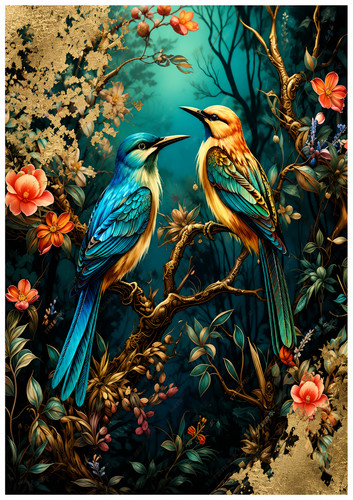 Beautiful jewel tone birds 1 - jewel,