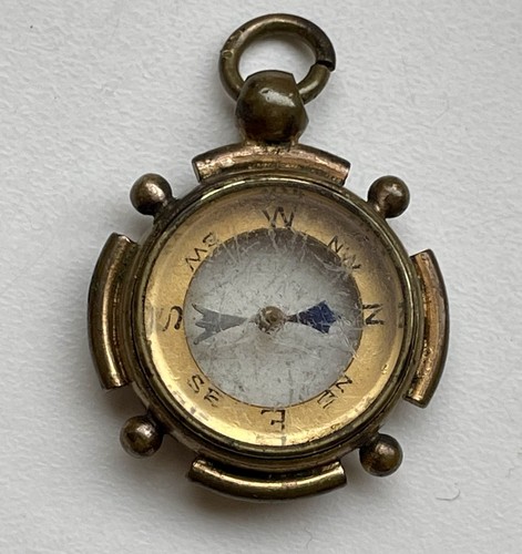Antique brass compass pendant - antique,