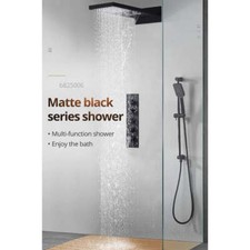9"x22" Matt Black Wall Mounted Multi Settings Shower System