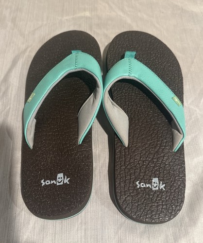 Sanuk teal yoga flip flop - teal,