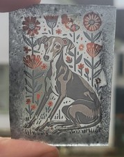 Stained glass Lurcher dog