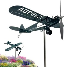 Metal Airplane Wind Spinner Aircraft Windmill Weather Vane Garden Lawn Decor