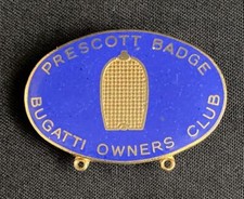 BUGATTI OWNERS CLUB PRESCOTT ENAMEL MOTOR CAR VINTAGE LAPEL PIN BADGE