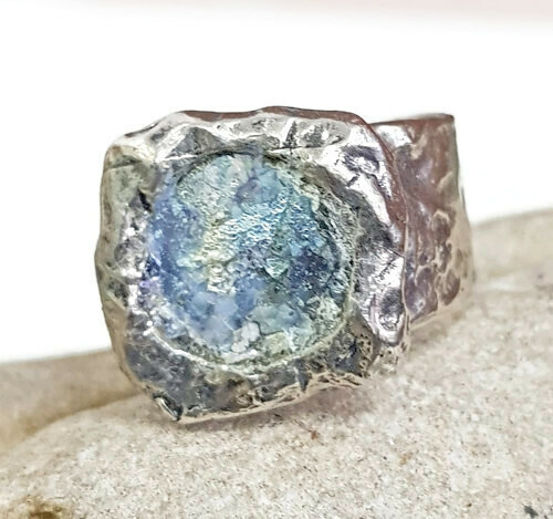 Roman glass silver 925 - glass, ring