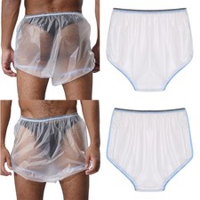 Men's Diaper Cover Unisex Leak-Proof Plastic Pants Incontinence Underwear Briefs