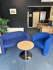 Blue Waiting Room Office Tub Sofa And Chair Set