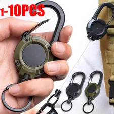 10x Heavy Duty Retractable Keyring Pull Key Chain Clip Recoil Holder Steel Cord