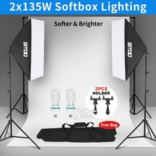 2× 135W Studio Softbox Video Lighting Kit Continuous Light Stand Soft Box Photo