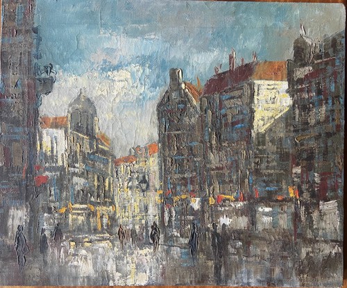 Mid century oil - oil, canvas