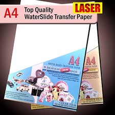 Water Slide Decals - WaterSlide Transfer Papers - LASER A4 - Clear or White Lot